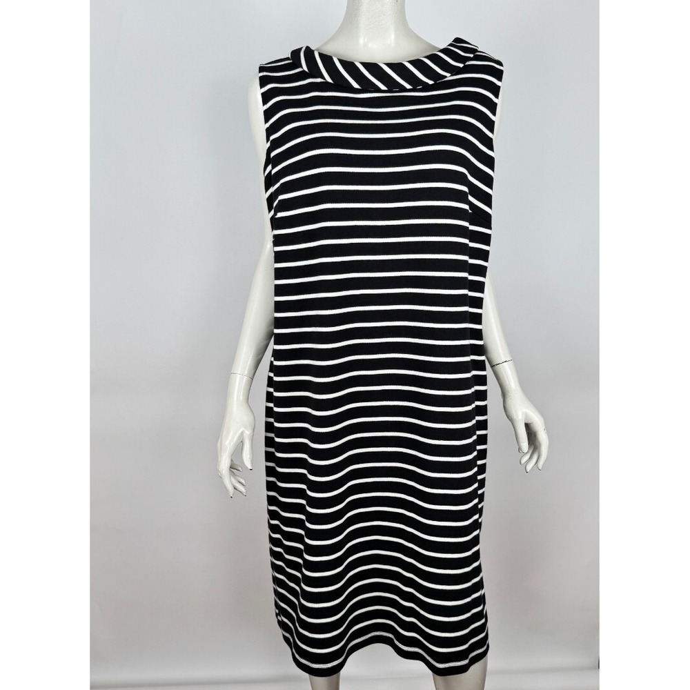 Talbots Mockneck Knit Shift Dress Women 2X NWT $109 Stripe‎ Cotton Sleeveless
